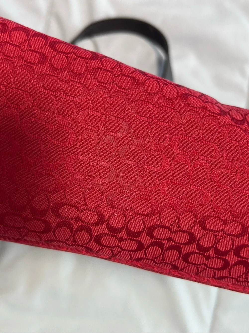 Coach Red Toiletries Bag Leather Accents and Handles - Picture 11 of 12